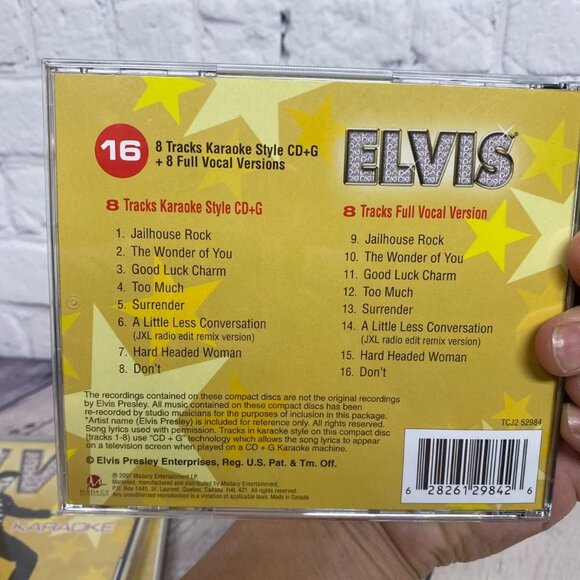 Elvis Presley CD Karaoke Set of 3 Tin Case Lyric Book and Door Hanger - Picture 8 of 10